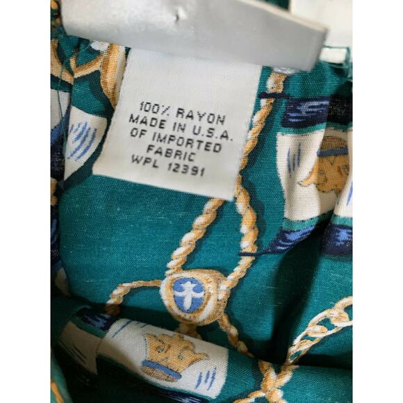 vintage Portraits by Northern Isles a line skirt size 12 green gold chain print - Picture 6 of 9